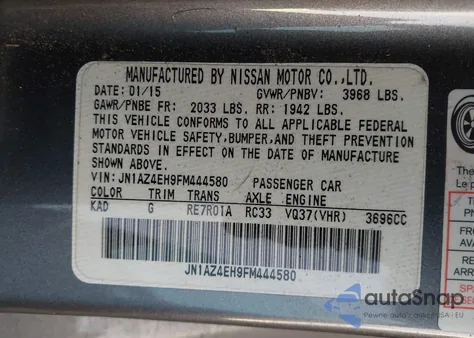 2015 Nissan 370Z from USA, damaged, VIN JN1AZ4EH9FM444580